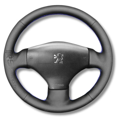 Couvre Volant Peugeot 206 Cuir Surpiqué - installé sur véhicule - Becquet Voiture