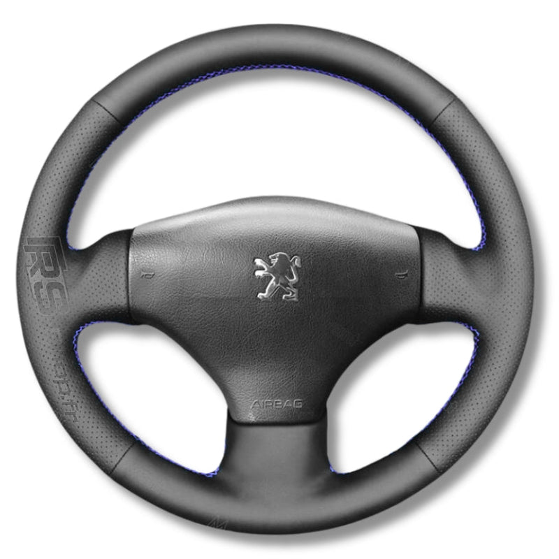 Couvre Volant Peugeot 206 Cuir Surpiqué - installé sur véhicule - Becquet Voiture