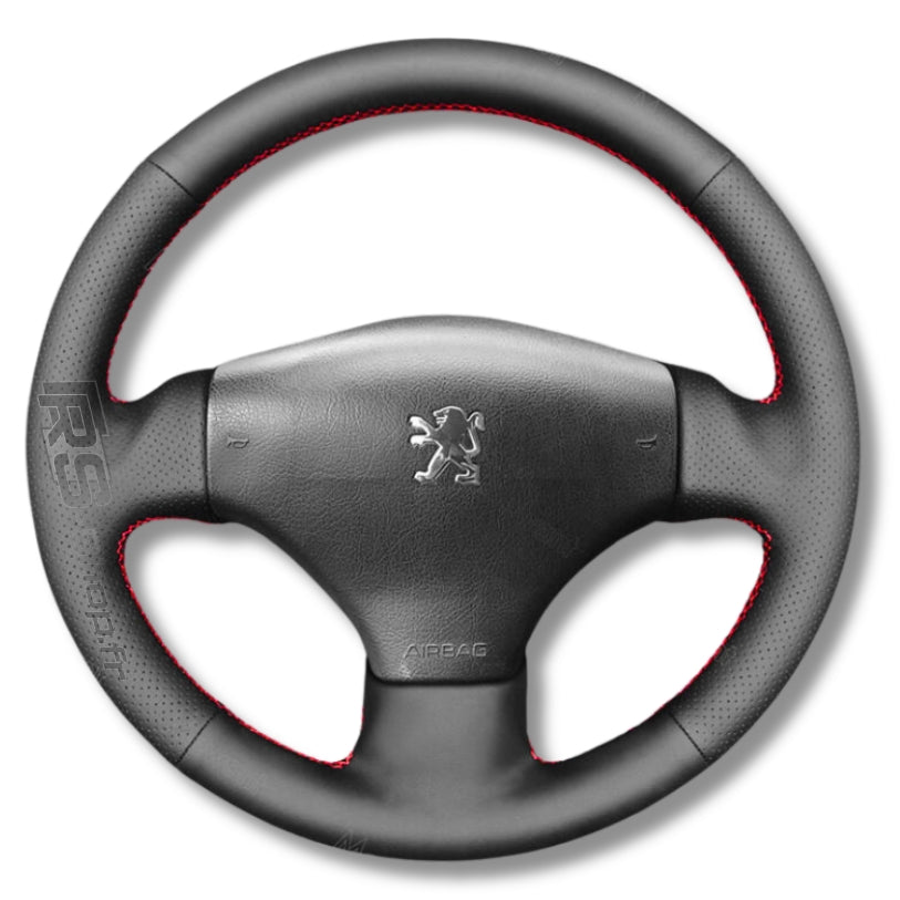 Couvre Volant Peugeot 206 Cuir Surpiqué - vue de face - Becquet Voiture