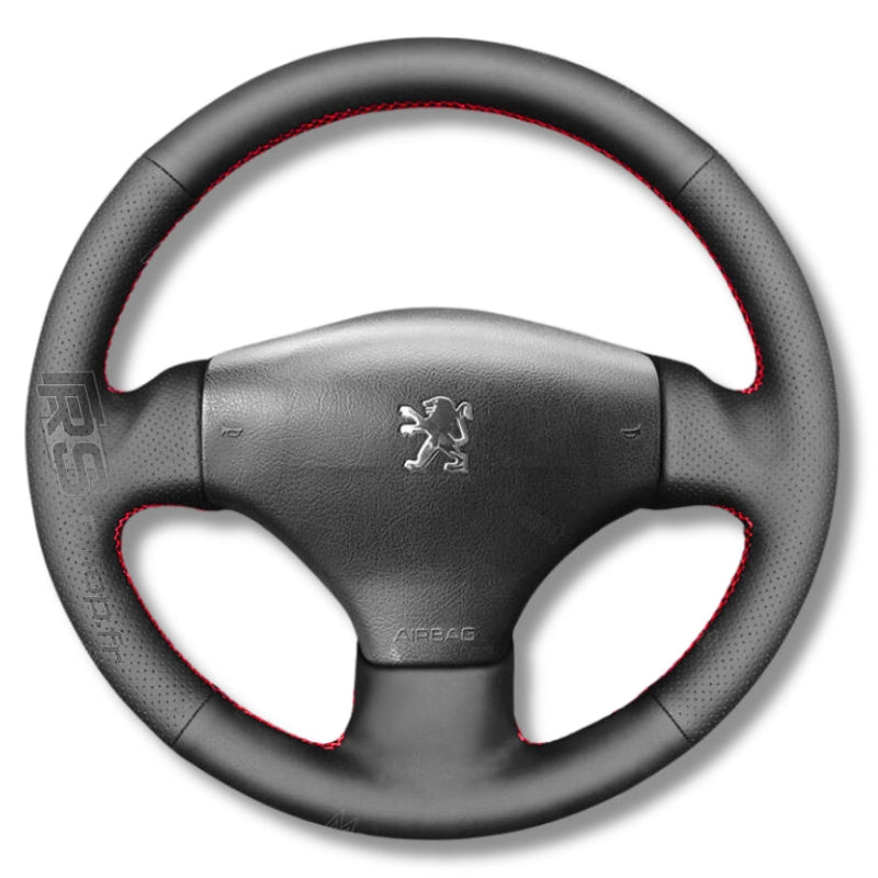 Couvre Volant Peugeot 206 Cuir Surpiqué - vue de face - Becquet Voiture