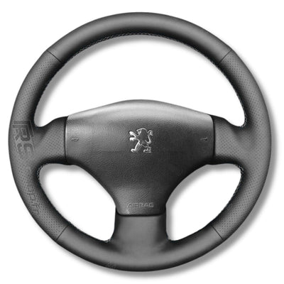 Couvre Volant Peugeot 206 Cuir Surpiqué - vue de trois-quarts - Becquet Voiture