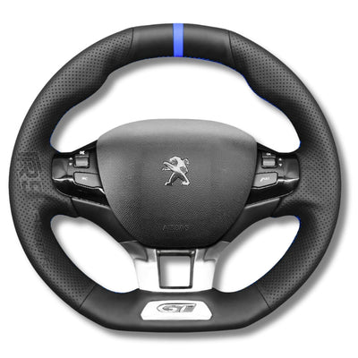 Couvre Volant Peugeot 208 Cuir Surpiqué - installé sur véhicule - Becquet Voiture