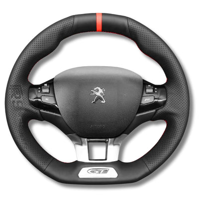Couvre Volant Peugeot 208 Cuir Surpiqué - vue de face - Becquet Voiture