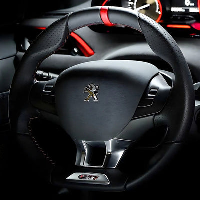 Couvre Volant Peugeot 208 Cuir Surpiqué - vue de profil - Becquet Voiture