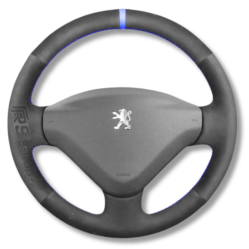 Couvre Volant Peugeot 307 Cuir Alcantara - installé sur véhicule - Becquet Voiture