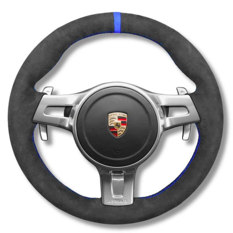 Couvre Volant Porsche 911 991.1 Alu Surpiqûres - installé sur véhicule - Becquet Voiture