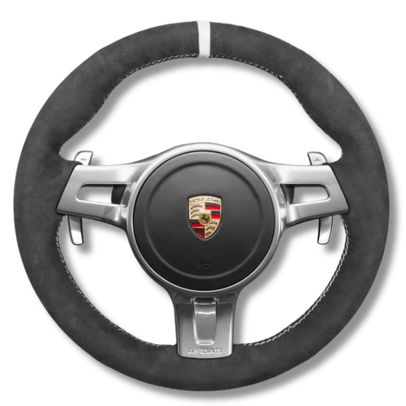 Couvre Volant Porsche 911 991.1 Alu Surpiqûres - vue de trois-quarts - Becquet Voiture