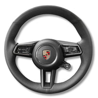 Couvre Volant Porsche 911 992 Taycan Alcantara Cuir Surpiqué - vue de dessus - Becquet Voiture
