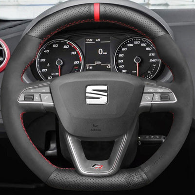 Couvre Volant Seat Leon Cupra FR Surpiqûres Personnalisables - détail du montage - Becquet Voiture