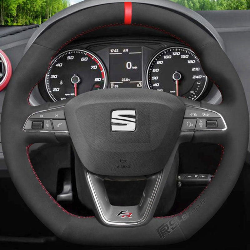 Couvre Volant Seat Leon Cupra FR Surpiqûres Personnalisables - packshot studio - Becquet Voiture