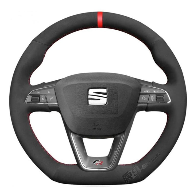 Couvre Volant Seat Leon Cupra FR Surpiqûres Personnalisables - vue de profil - Becquet Voiture