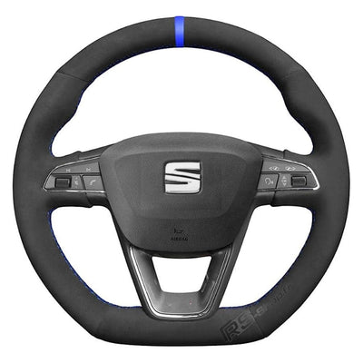 Couvre Volant Seat Leon Cupra FR Surpiqûres Personnalisables - vue de trois-quarts - Becquet Voiture