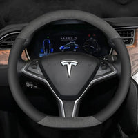 Couvre volant Tesla Cuir et Daim - vue de face - Becquet Voiture