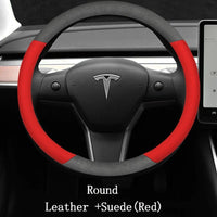 Couvre volant Tesla Cuir et Daim - vue de profil - Becquet Voiture