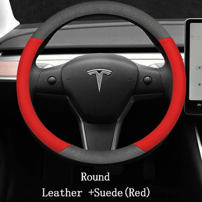 Couvre volant Tesla Cuir et Daim - vue de profil - Becquet Voiture
