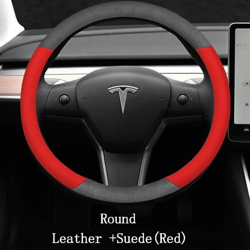 Couvre volant Tesla Cuir et Daim - vue de profil - Becquet Voiture