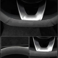Couvre volant Tesla Cuir et Daim - vue rapprochée - Becquet Voiture