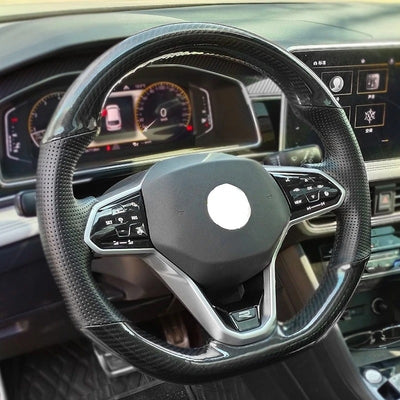 Couvre Volant Volkswagen en Cuir et Fibre de Carbone à Coudre - vue arrière - Becquet Voiture