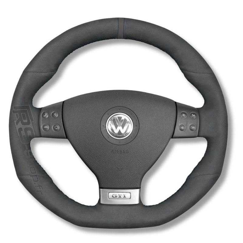 Couvre Volant VW Golf 5 GTI / R32 Cuir Alcantara Surpiqures - installé sur véhicule - Becquet Voiture