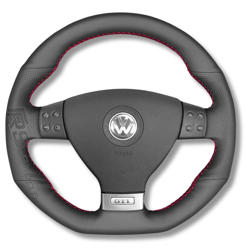 Couvre Volant VW Golf 5 GTI / R32 Cuir Alcantara Surpiqures - vue de dessus - Becquet Voiture