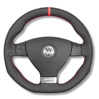 Couvre Volant VW Golf 5 GTI / R32 Cuir Alcantara Surpiqures - vue de face - Becquet Voiture