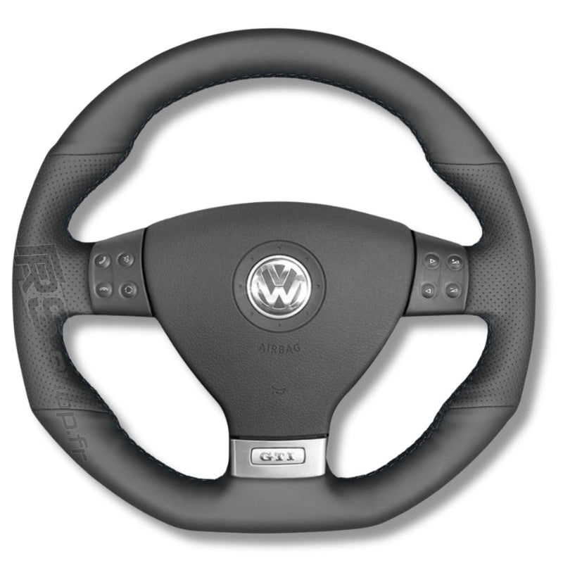 Couvre Volant VW Golf 5 GTI / R32 Cuir Alcantara Surpiqures - vue rapprochée - Becquet Voiture