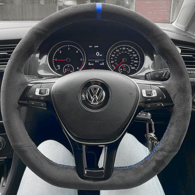 Couvre Volant VW Golf 7 Polo Tiguan Cuir - vue arrière - Becquet Voiture