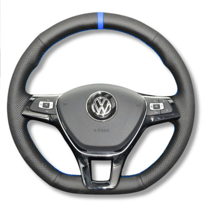 Couvre Volant VW Golf 7 Polo Tiguan Cuir - vue de dessus - Becquet Voiture