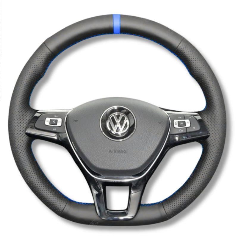Couvre Volant VW Golf 7 Polo Tiguan Cuir - vue de dessus - Becquet Voiture