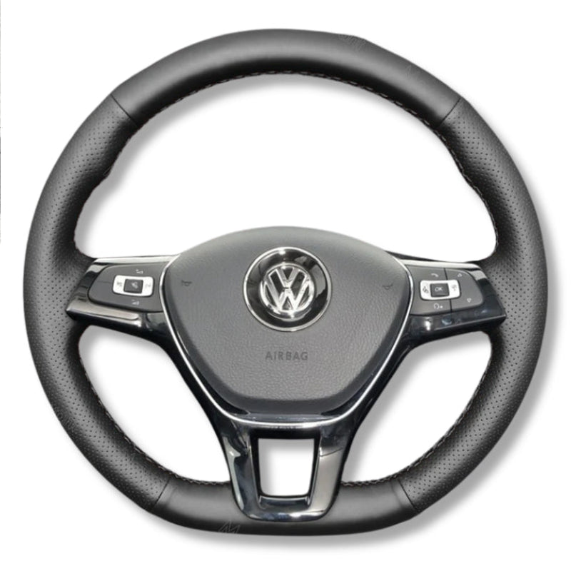 Couvre Volant VW Golf 7 Polo Tiguan Cuir - vue de trois-quarts - Becquet Voiture