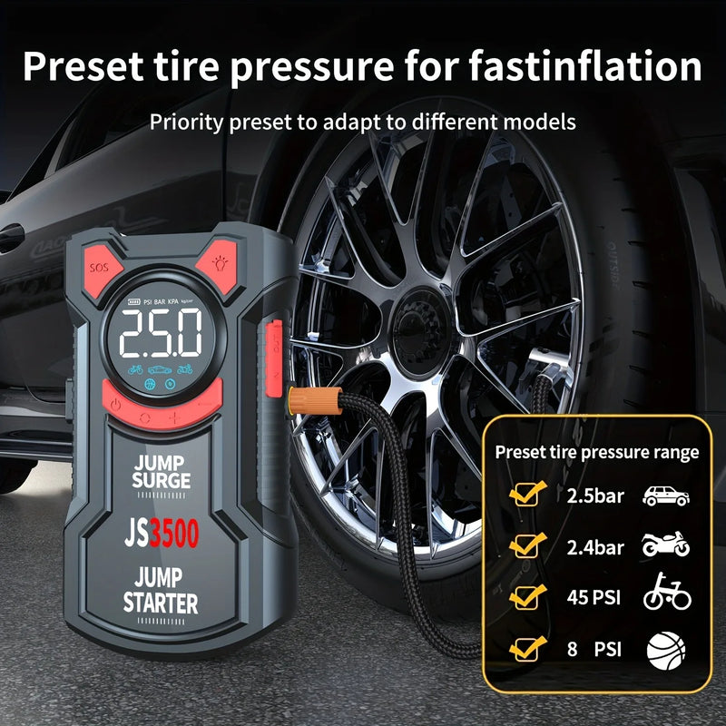 Démarreur Batterie Portable Voiture 5 en 1 3000A avec Pompe à Air - installé sur véhicule - Becquet Voiture