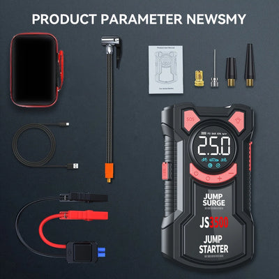 Démarreur Batterie Portable Voiture 5 en 1 3000A avec Pompe à Air - packshot studio - Becquet Voiture