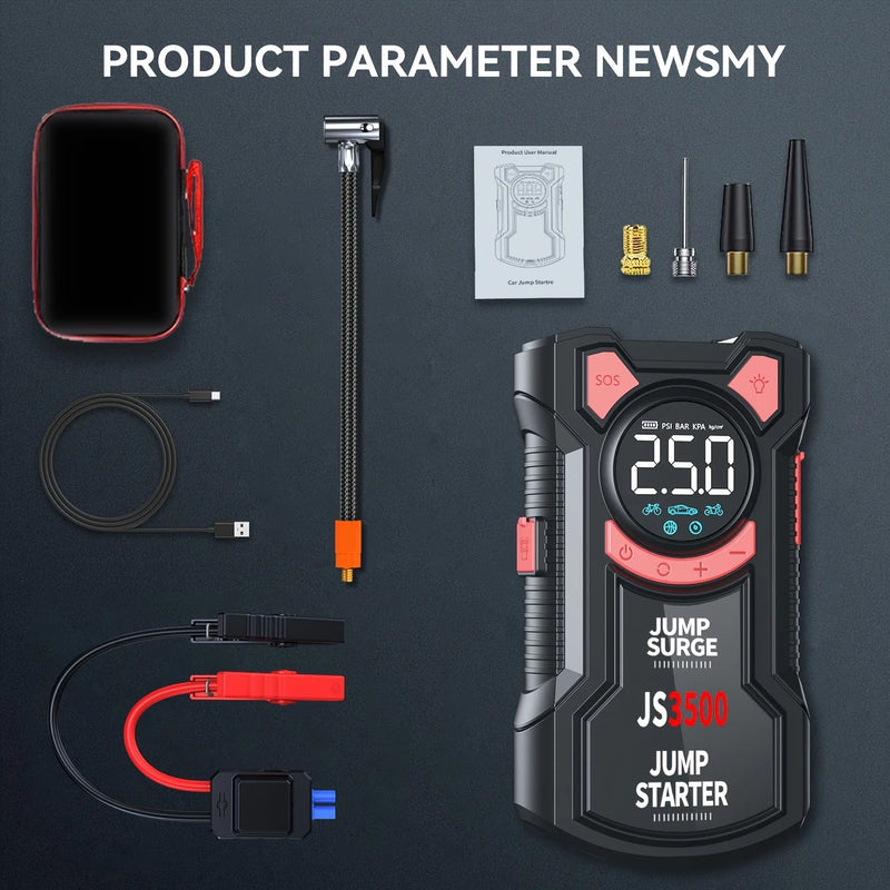 Démarreur Batterie Portable Voiture 5 en 1 3000A avec Pompe à Air - packshot studio - Becquet Voiture