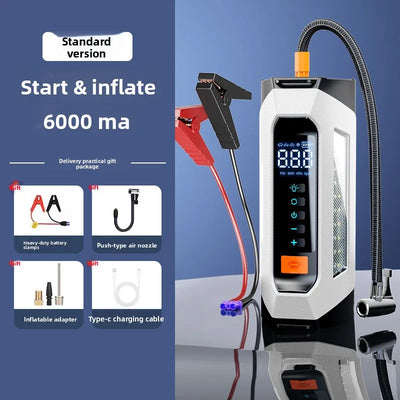 Démarreur Batterie Portable Voiture 6000A avec Compresseur d'Air - installé sur véhicule - Becquet Voiture