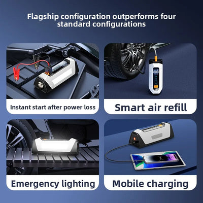 Démarreur Batterie Portable Voiture 6000A avec Compresseur d'Air - vue de profil - Becquet Voiture
