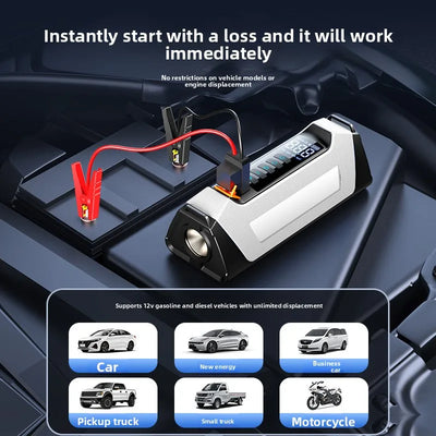 Démarreur Batterie Portable Voiture 6000A avec Compresseur d'Air - vue de trois-quarts - Becquet Voiture