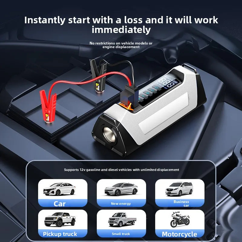 Démarreur Batterie Portable Voiture 6000A avec Compresseur d'Air - vue de trois-quarts - Becquet Voiture