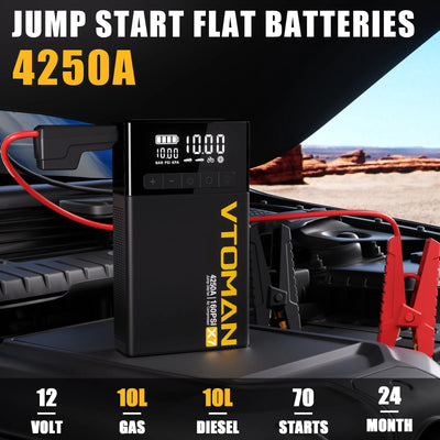 Démarreur de Batterie Voiture 4 en 1 4250A - vue de profil - Becquet Voiture