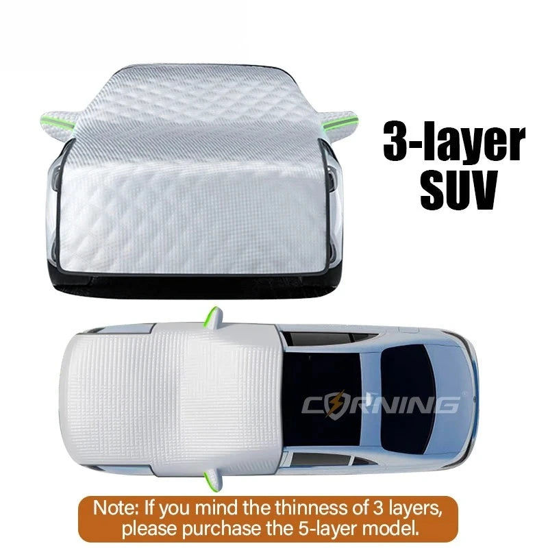 Demi-Bâche Anti-Grêle Voiture Universelle Étanche Multicouche - détail du montage - Becquet Voiture