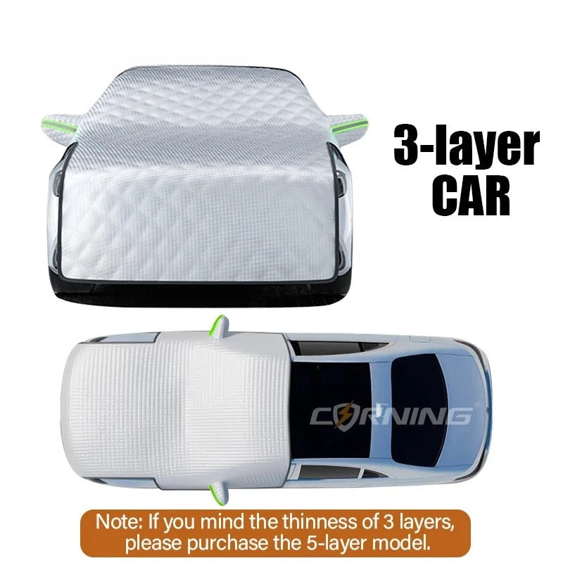 Demi-Bâche Anti-Grêle Voiture Universelle Étanche Multicouche - vue rapprochée - Becquet Voiture