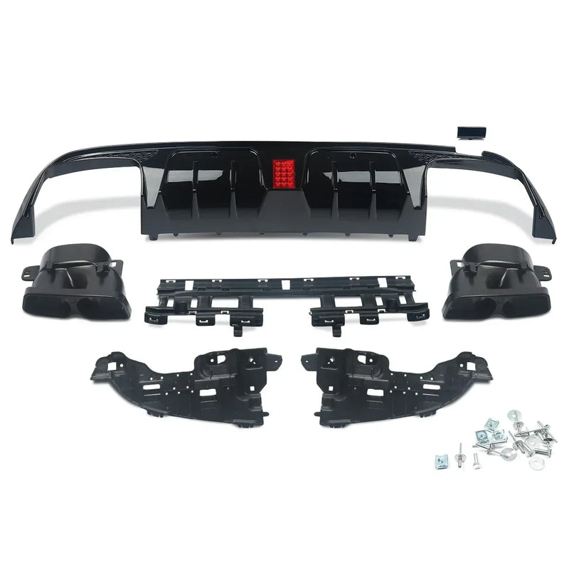 Diffuseur Arrière Aspect Carbone Mercedes Classe C W205 2015-2021 - installé sur véhicule - Becquet Voiture