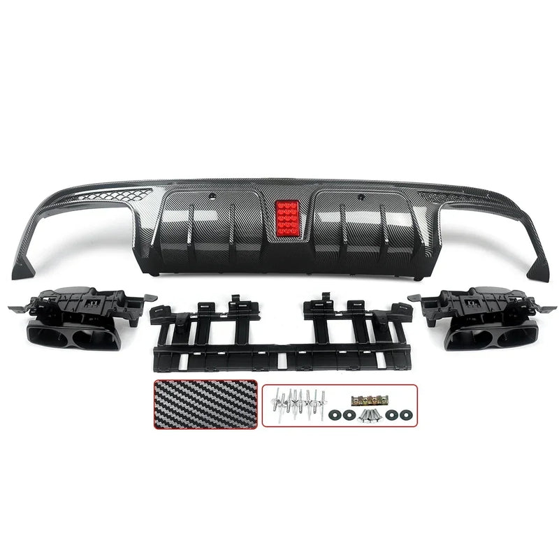 Diffuseur Arrière Aspect Carbone Mercedes Classe C W205 2015-2021 - vue arrière - Becquet Voiture