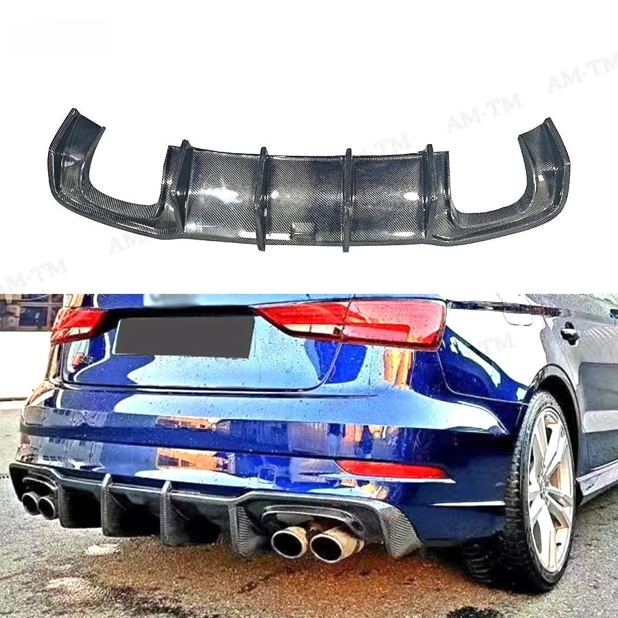 Diffuseur Arrière Carbone Audi A3 S3 Berline 8V.5 2017-2020 - vue de face - Becquet Voiture