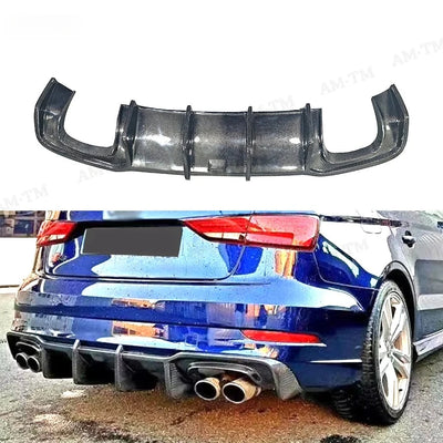 Diffuseur Arrière Carbone Audi A3 S3 Berline 8V.5 2017-2020 - vue de face - Becquet Voiture