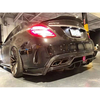 Diffuseur Arrière Carbone Mercedes Classe C W205 C63 - installé sur véhicule - Becquet Voiture