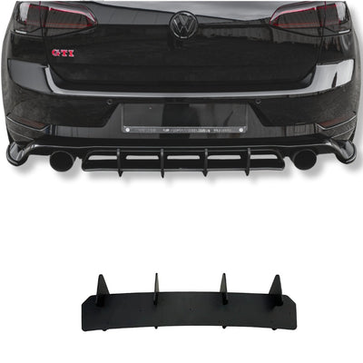 Diffuseur Arrière Golf 7 GTI R Maxton Look Noir ABS - vue de trois-quarts - Becquet Voiture