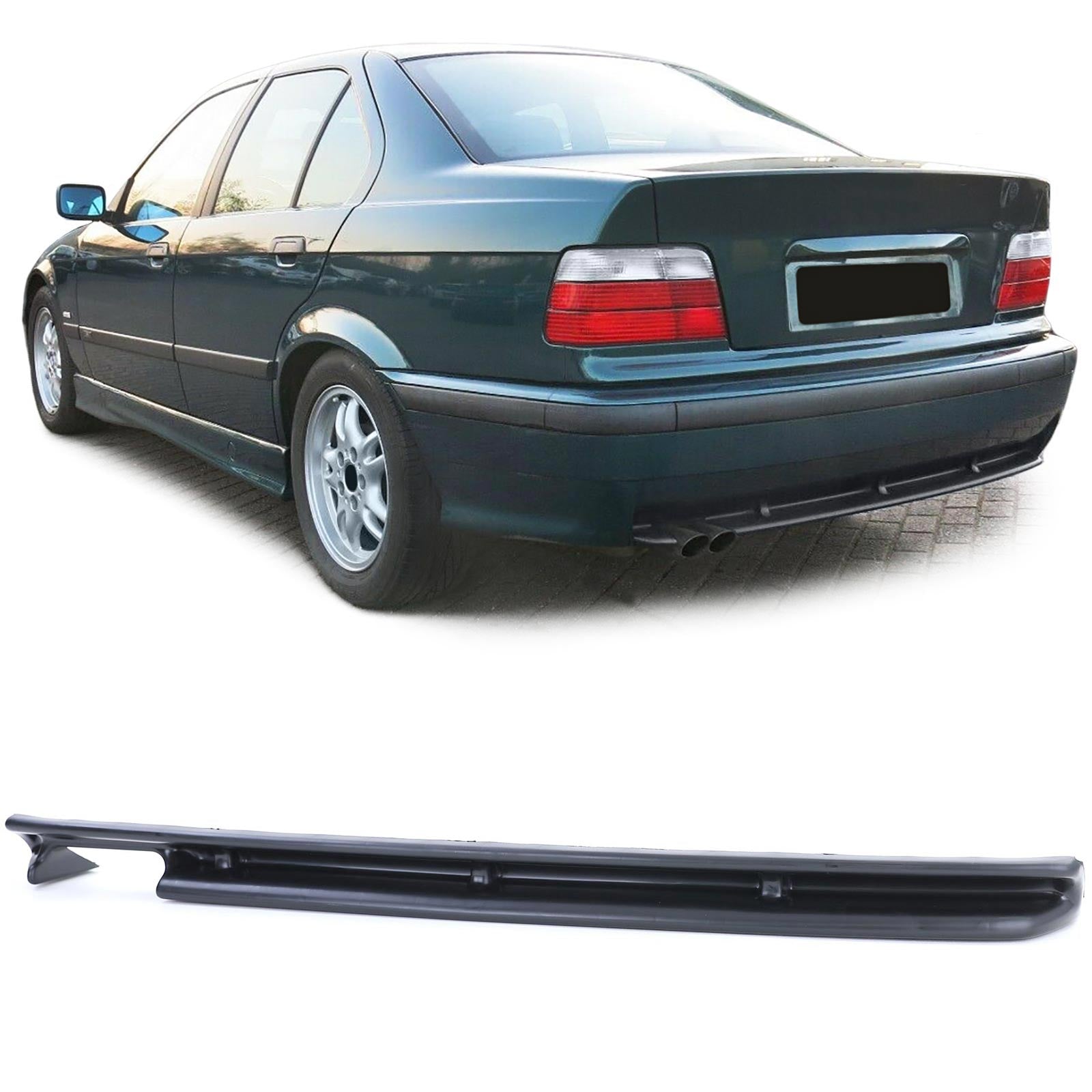 Diffuseur Arrière Look M3 E36 Noir Brillant BMW Série 3 - vue de face - Becquet Voiture