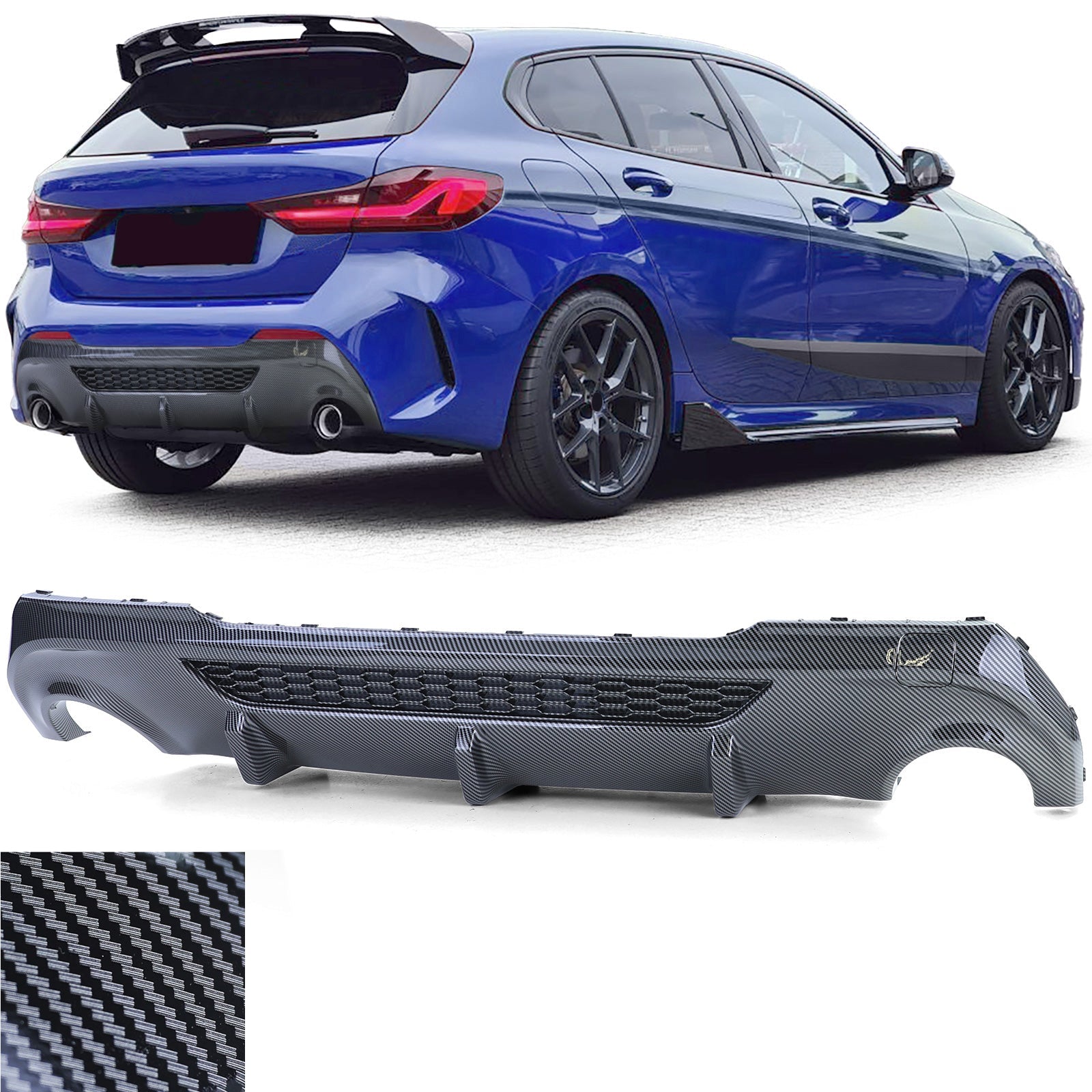 Diffuseur arrière M Performance BMW Série 1 F40 M Sport 2019-2024 - vue de face - Becquet Voiture