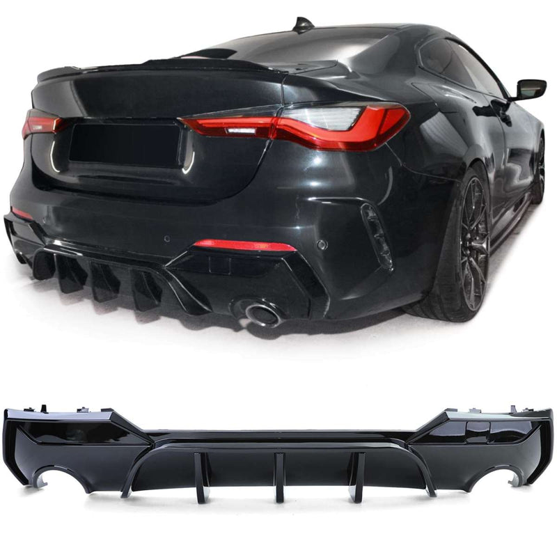 Heckdiffusor M Performance BMW 4er G22 G23 G26 glänzend schwarz - Vorderansicht - Becquet Voiture
