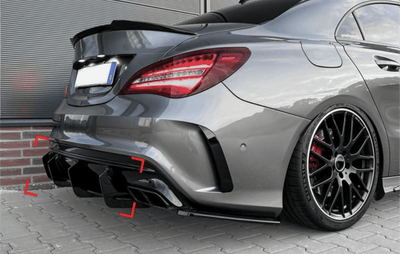 Diffuseur arrière Mercedes CLA 45 C117 noir brillant - vue de face - Becquet Voiture